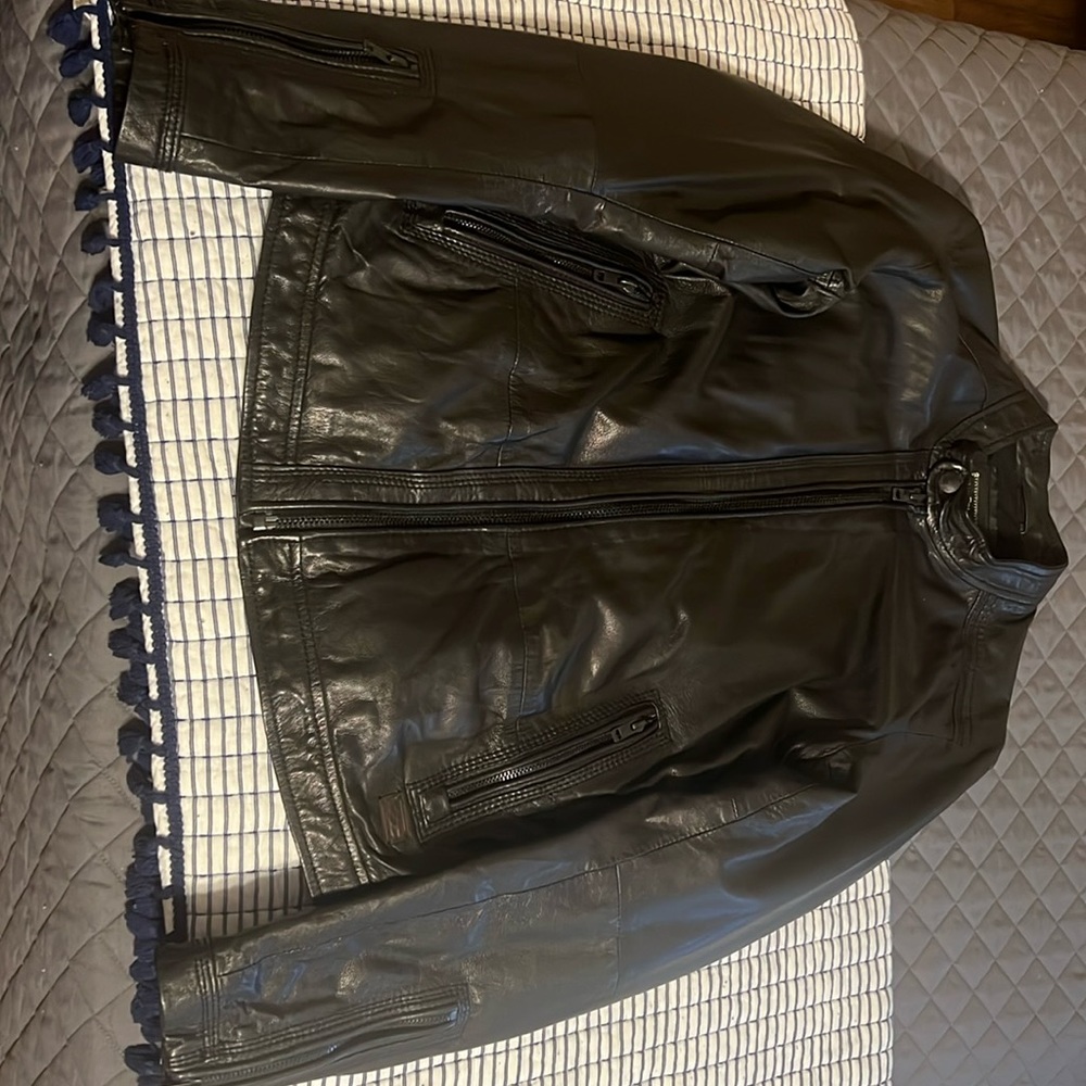 Diesel light leather biker jacket size small.